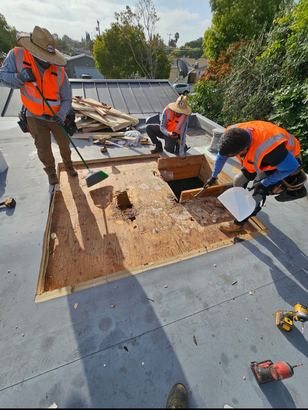 Roof leak repair on a membrane roof